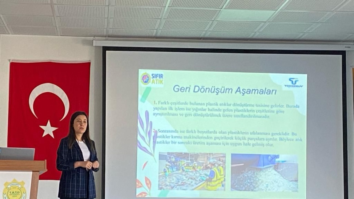 Tekkeköy Belediyesi İklim Değişikliği ve Sıfır Atık Müdürlüğü Personeli Çevre Mühendisi Büşra AŞKIN tarafından  öğrencilerimize Seminer verildi